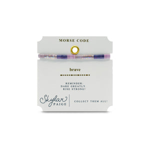BRAVE - Morse Code Tila Beaded Bracelet