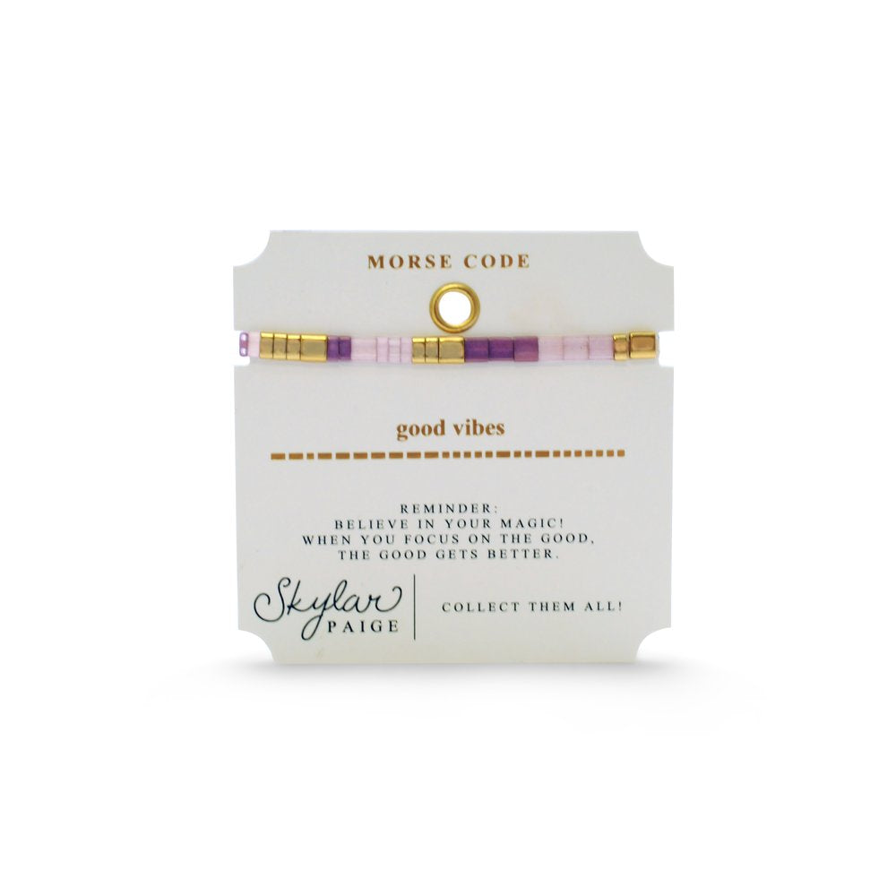 GOOD VIBES - Morse Code Tila Beaded Bracelet