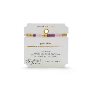 GOOD VIBES - Morse Code Tila Beaded Bracelet