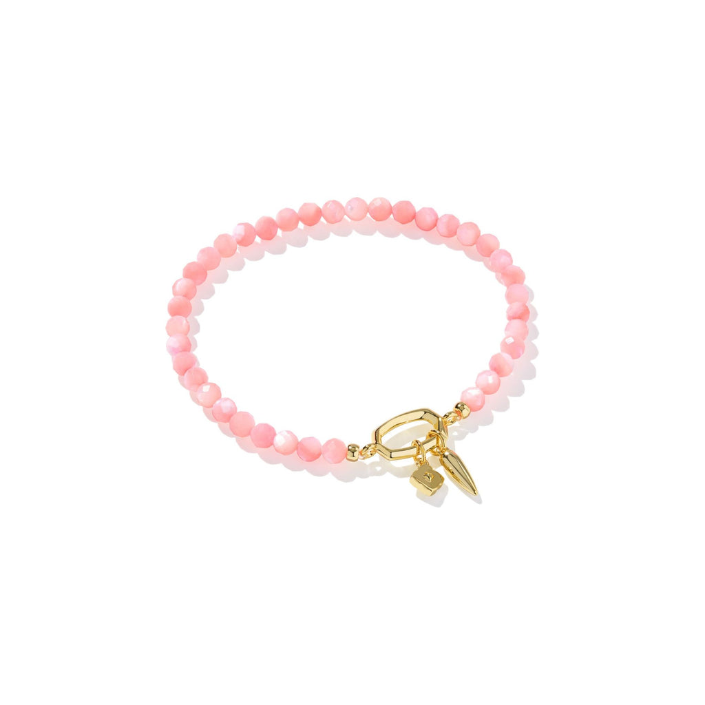 KENDRA SCOTT SYLVIA STRETCH BRACELET GOLD PINK CHALCEDONY