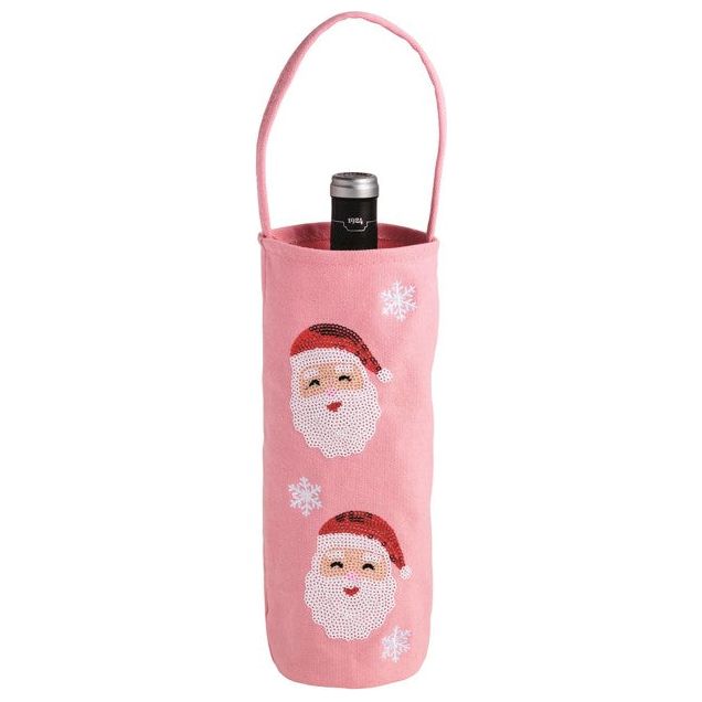Santa Sequin Wine Bag