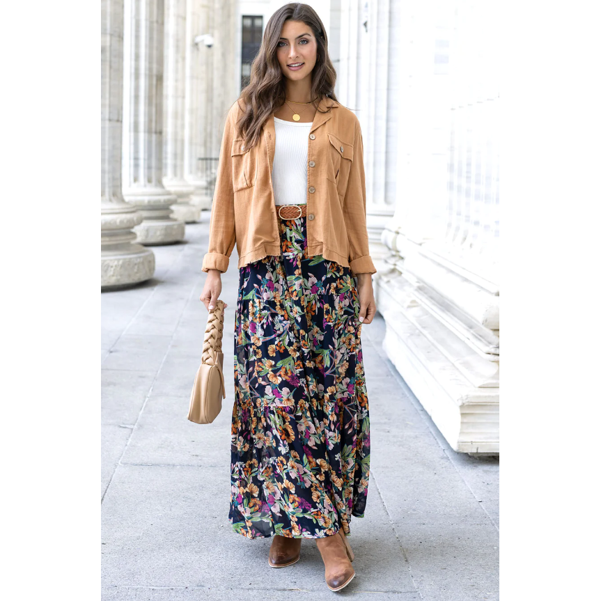 Wild Fields Autumn Floral Maxi Skirt - Grace and Lace