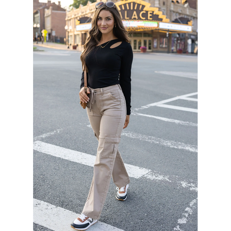 Grace and Lace Sueded Twill Cargo Pants - Khaki – Bless Your Heart