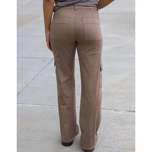 Grace and Lace Sueded Twill Cargo Pants - Caribou