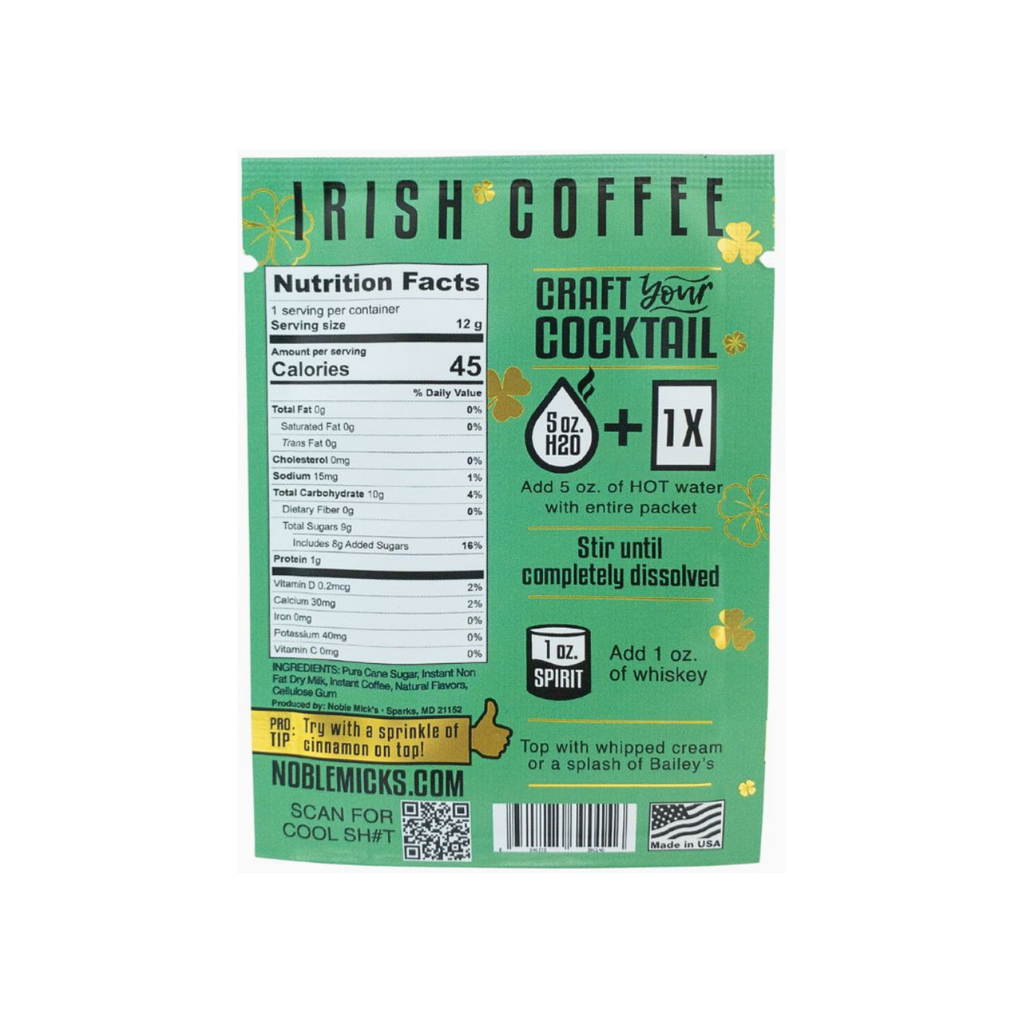 Irish Coffee Single Serve Craft Cocktail Mix