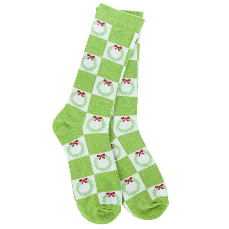 Holiday Crew Socks - Wreath Check