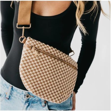 Westlyn Woven Bum Bag - Checkered Tan
