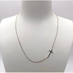 Sideways Cross Necklace - Gold