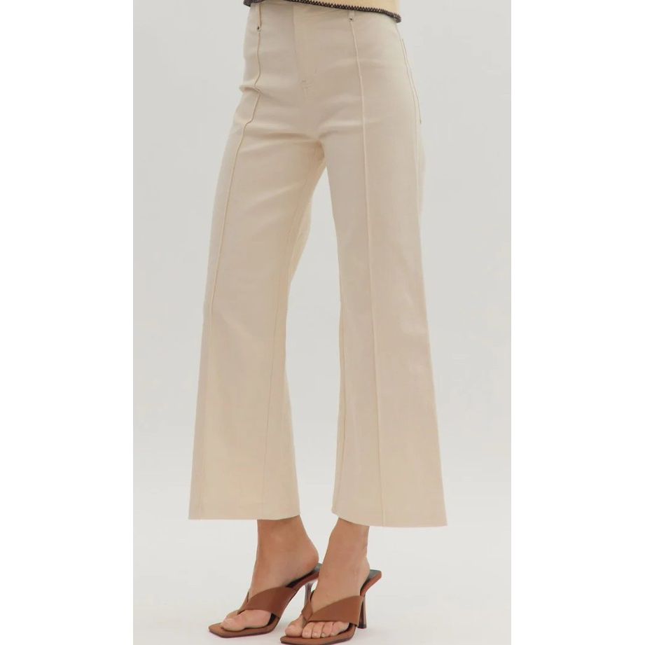 Stella High Rise Wide Leg Front Seam Pant - Ecru
