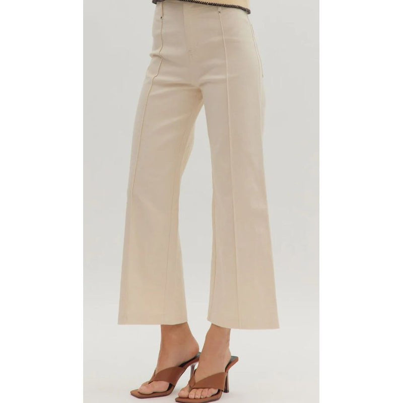 Stella High Rise Wide Leg Front Seam Pant - Ecru