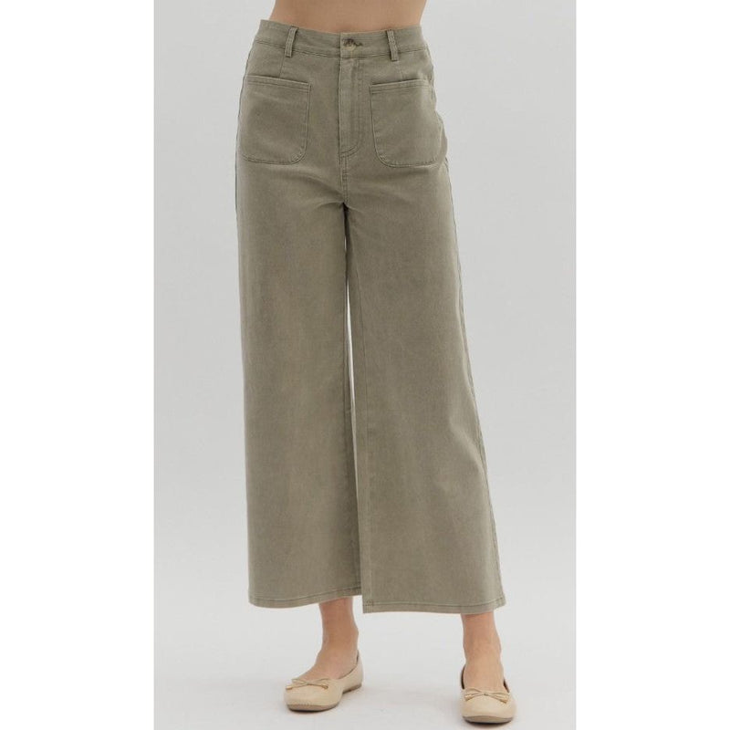 Suni High Waisted Wide Leg Pants - Olive