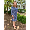 Julie Split Neck Shift Dress - Navy