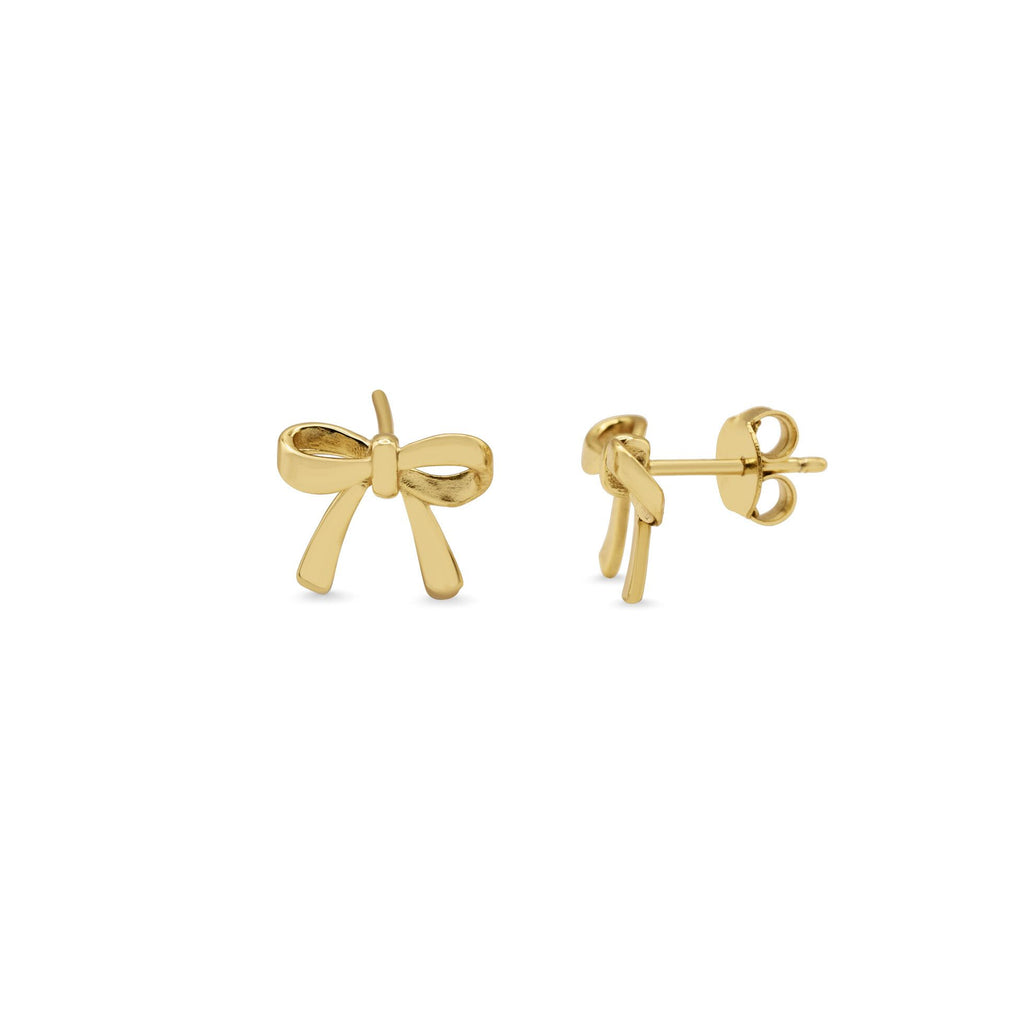 Stia Jewelry Simple Bow Stud Earrings (Gold)