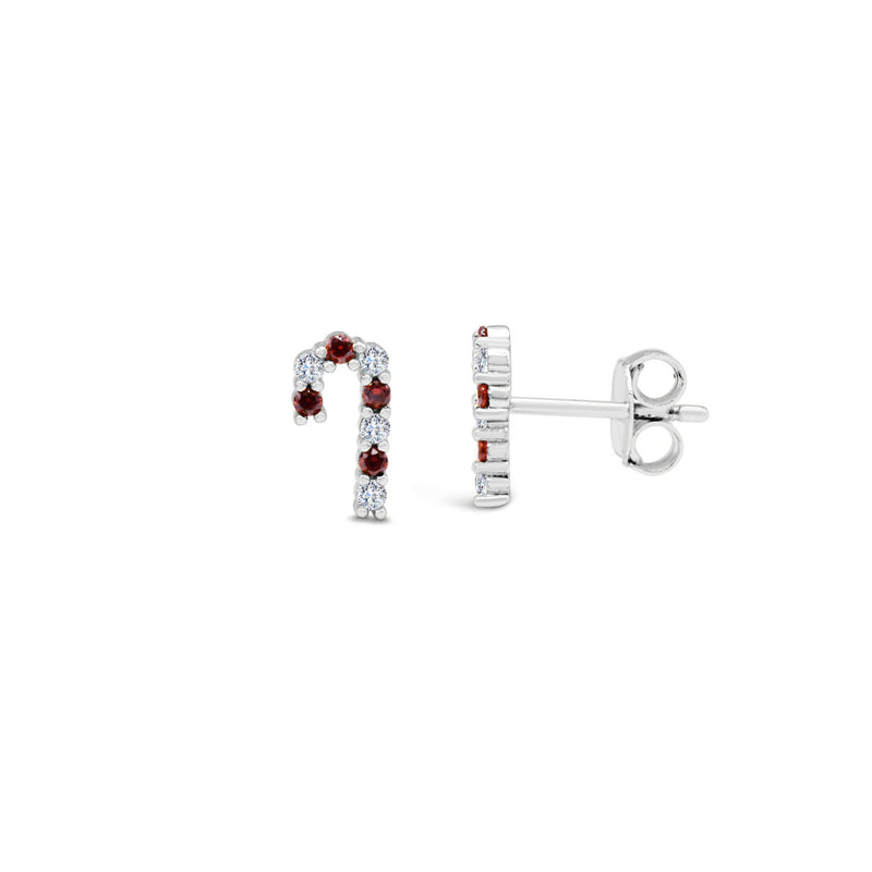 Stia Jewelry So Sweet Candy Cane Stud Earring (Silver)