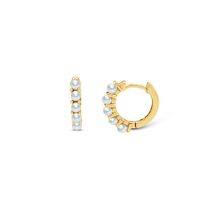 Pearl Huggie Hoop - Gold