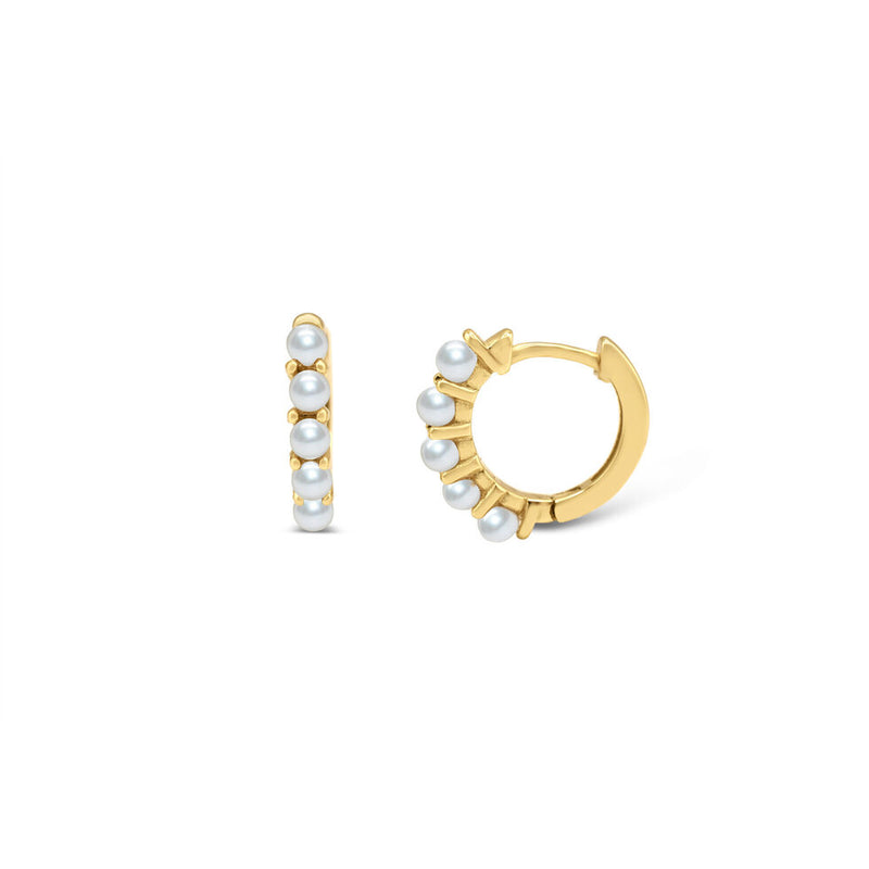 Pearl Huggie Hoop - Gold