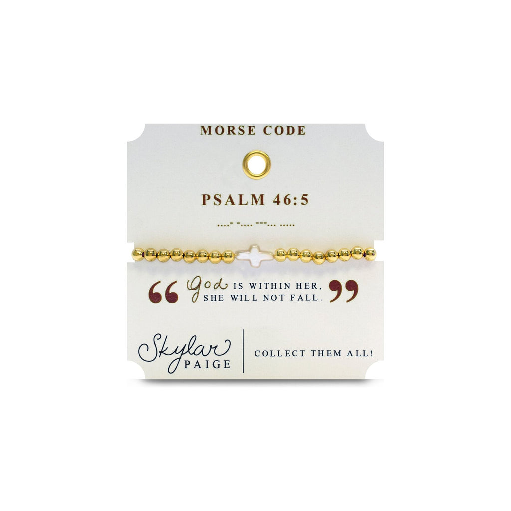 PSALM 46:5 - Morse Code Tila Beaded Bracelet