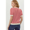 Molly Striped Short Puff Sleeve Top - Red/Cream