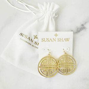 Susan Shaw Gold Medallion Cut Out Earrings