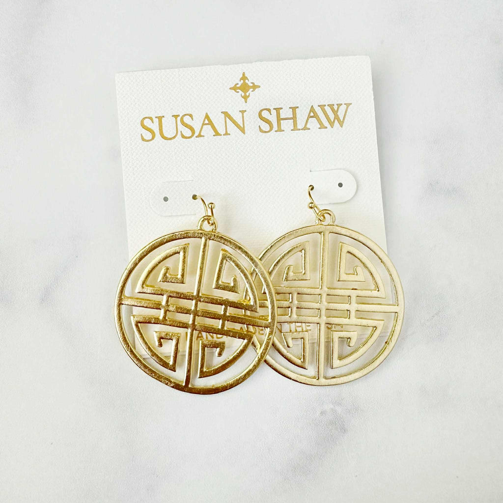 Susan Shaw Gold Medallion Cut Out Earrings