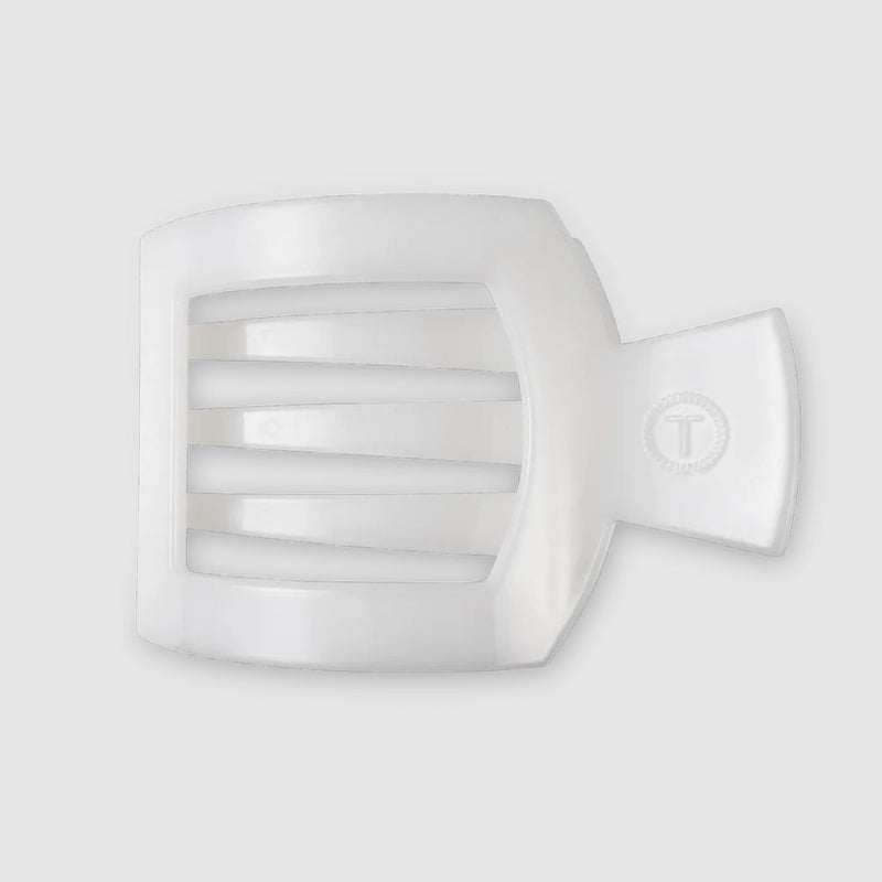 Teleties - Medium Flat Square Coconut White Clip