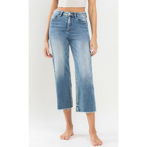 Vervet Olivia Super High Rise Crop Wide Leg Jeans - Light Wash