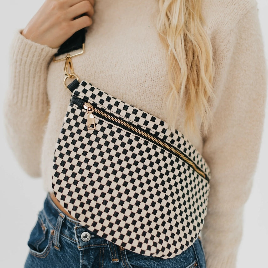 Westlyn Woven Bum Bag - Checkered Black