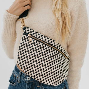 Westlyn Woven Bum Bag - Checkered Black