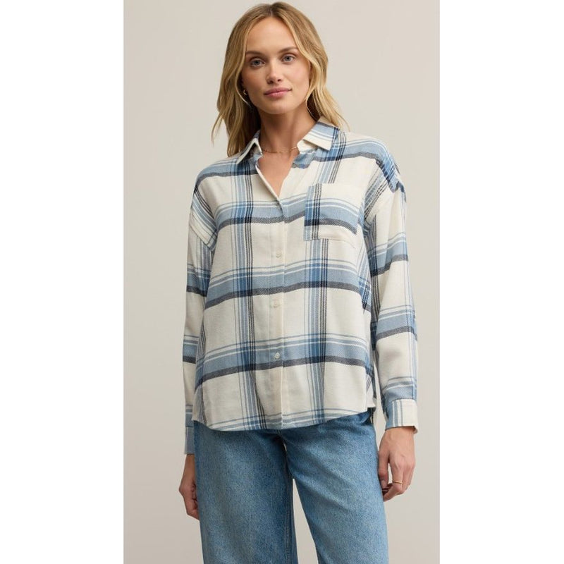 Z Supply River Plaid Button Up - Vintage Indigo