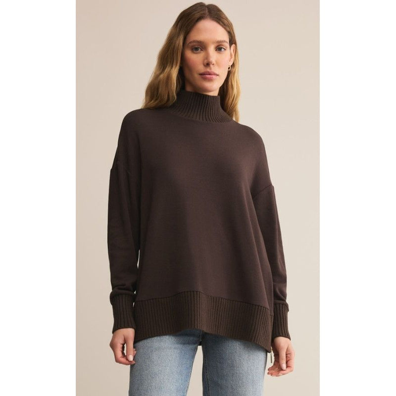 Z Supply Sable Rib Sweatshirt - Chocolate Terry