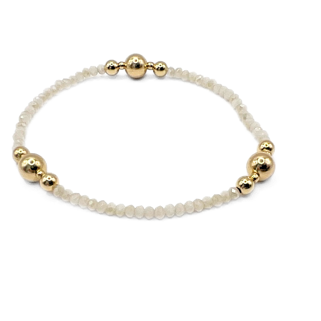 Erin Gray Nantucket Shimmer Collection 14k Gold - Filled Beaded Bracelet - Winter White