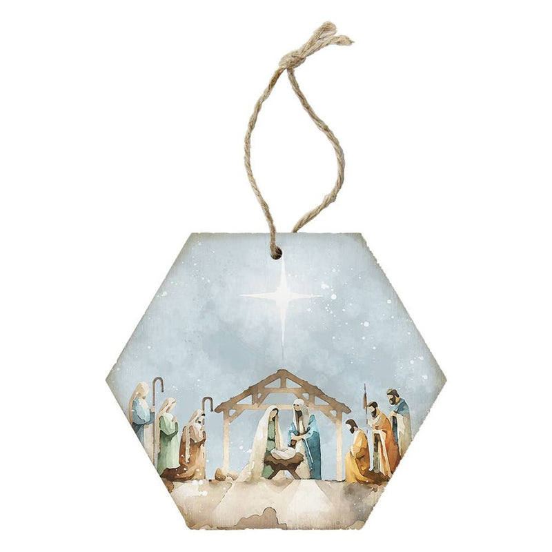 Watercolor Nativity Scene - Honeycomb Ornaments