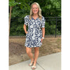 Amelia Flower Print Puff Sleeve Dress - Navy FINAL SALE