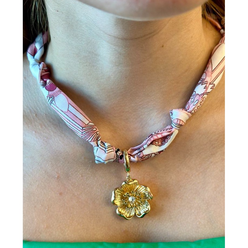 Allegra Blossom Scarf Necklace - Pink/White