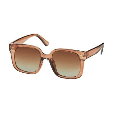 Glam Square Polarized Sunglasses - Clear Amber Frames/Brown Lenses