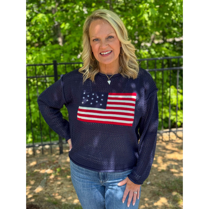 Martha Flag Sweater - Navy