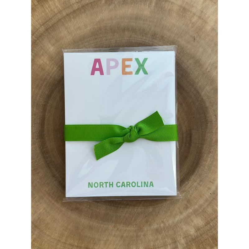 Apex, North Carolina Notepad - Green Rainbow