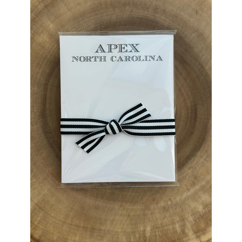 Apex, North Carolina Notepad - Black and White Ribbon