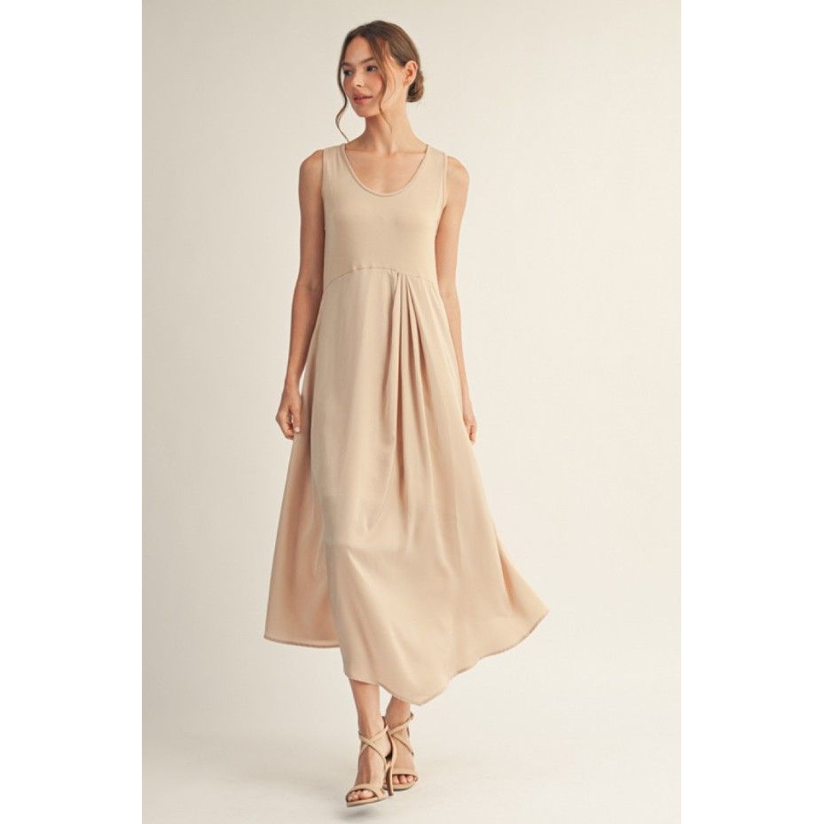 Arden Sleeveless Midi Dress - Champagne