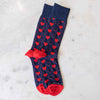 Men's Heart Socks - Navy/Red