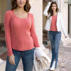 Grace and Lace Chic Spring Ribbed Sweater - Lantana Bloom