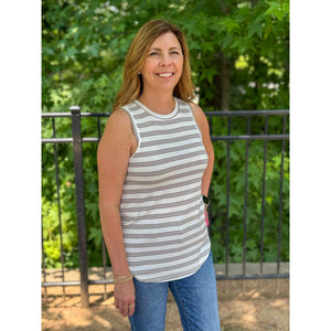 Sinclair Tank - White/Taupe