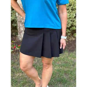 Emerson Back Pleated Tennis Skort - Black