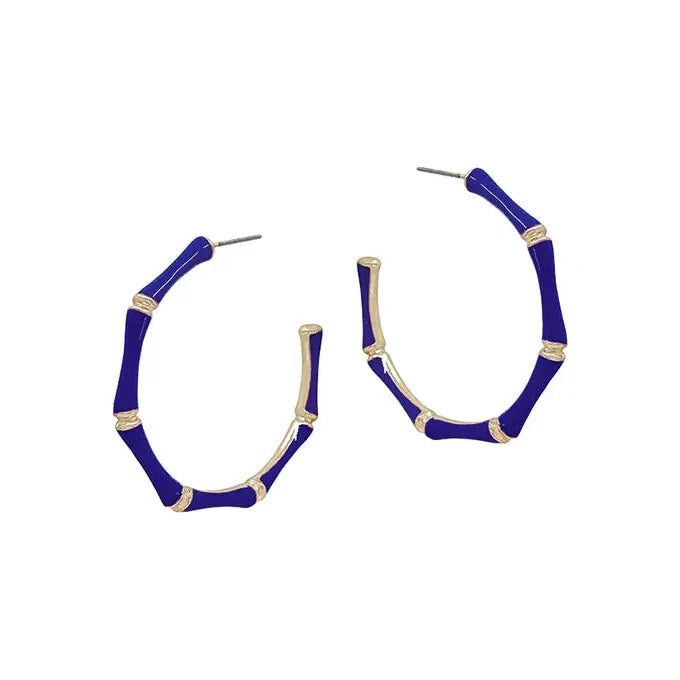 Bamboo Colored Metal Hoop - Royal Blue