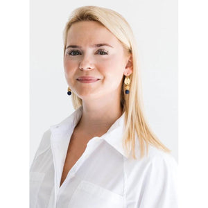 Susan Shaw Bentley Gold Dotted Detail + Soladite Drop Earrings