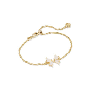 KENDRA SCOTT BLAIR BOW SMALL DELICATE CHAIN BRACELET GOLD IRIDESCENT DRUSY