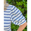 Raine Striped Contrast Band Knit Top - Slate Blue