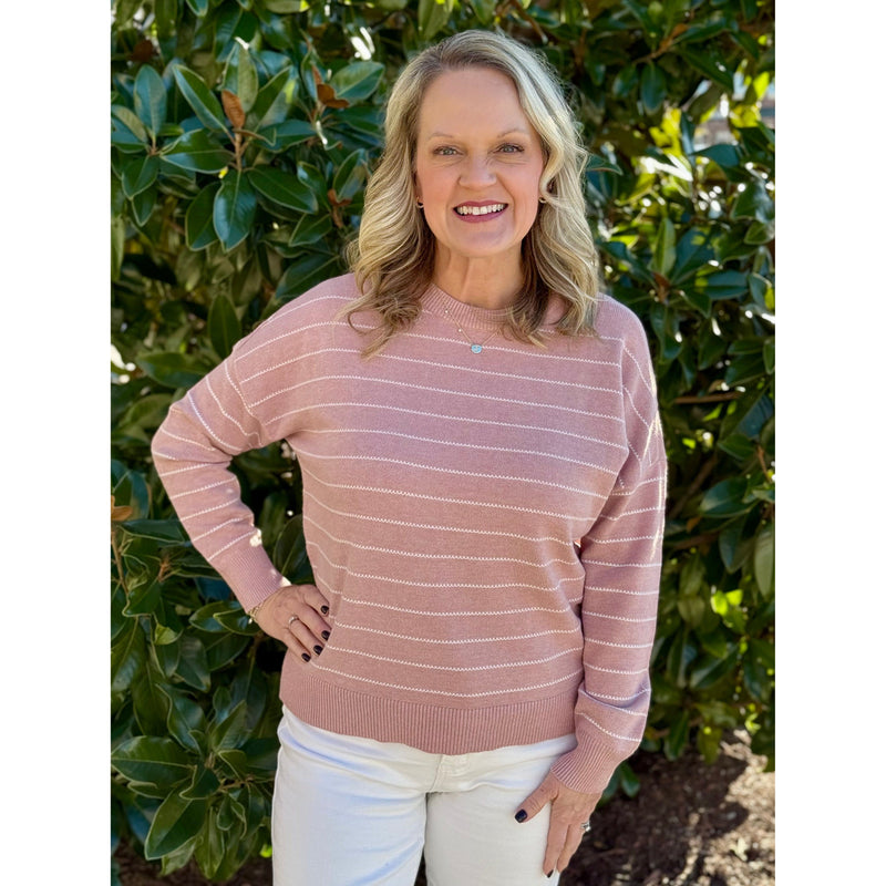 Gwynne Striped Sweater Top - Blush