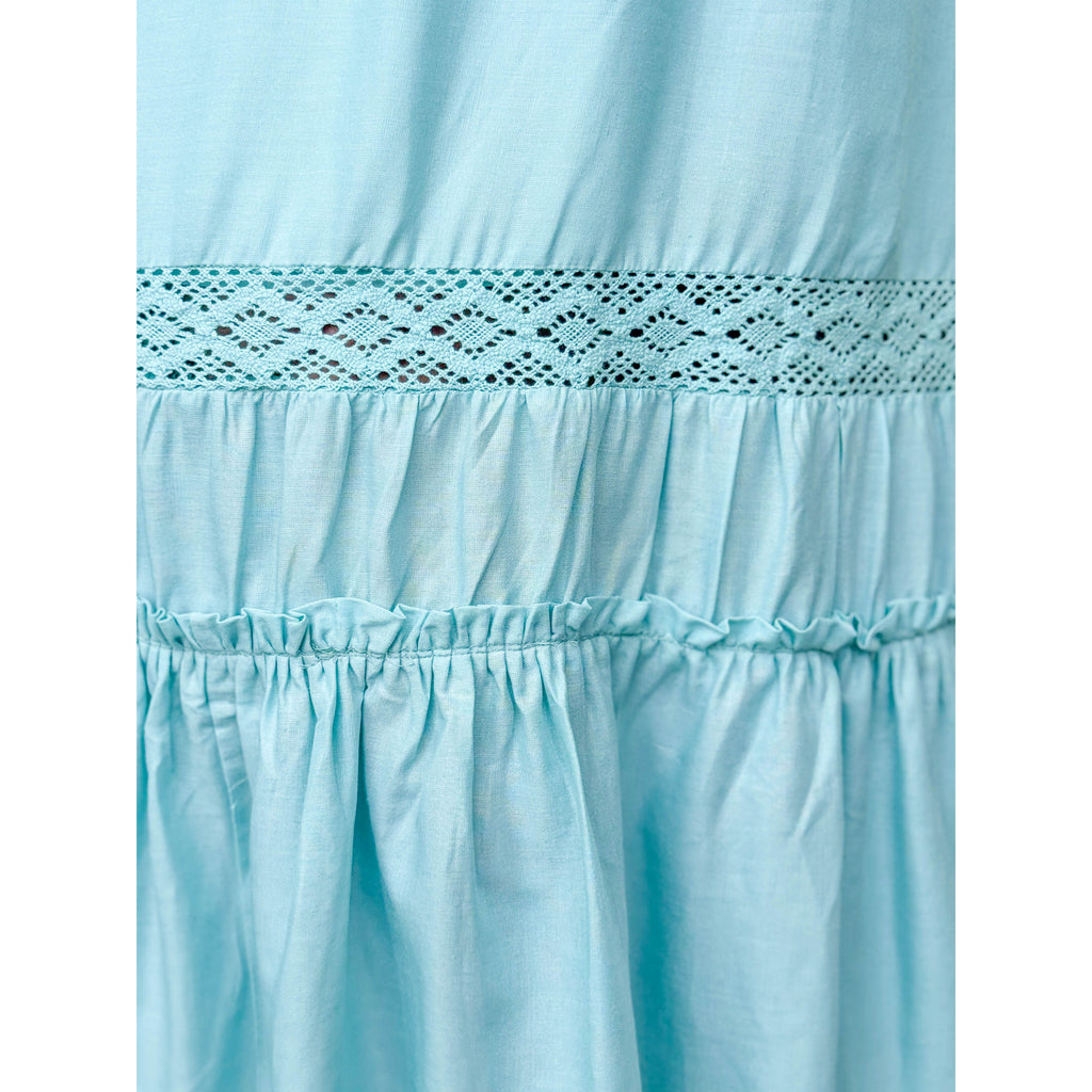 Broghan Lace Detail Woven Midi Dress - Light Teal