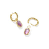 KENDRA SCOTT HALLIE HUGGIE EARRINGS GOLD PURPLE WATERCOLOR ILLUSION